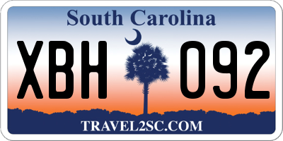 SC license plate XBH092