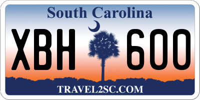 SC license plate XBH600
