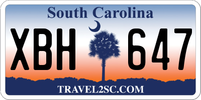 SC license plate XBH647