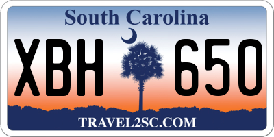 SC license plate XBH650