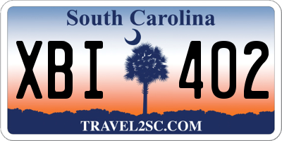 SC license plate XBI402