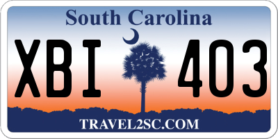 SC license plate XBI403