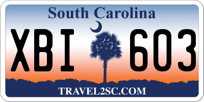 SC license plate XBI603