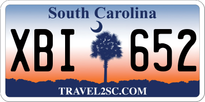 SC license plate XBI652