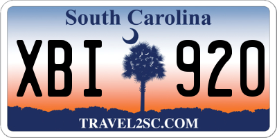 SC license plate XBI920