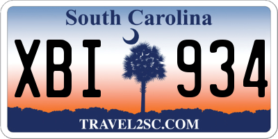 SC license plate XBI934