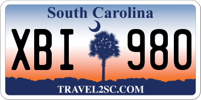 SC license plate XBI980
