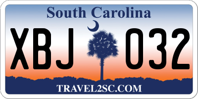 SC license plate XBJ032