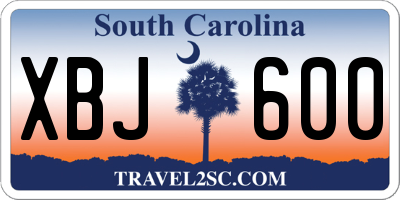 SC license plate XBJ600