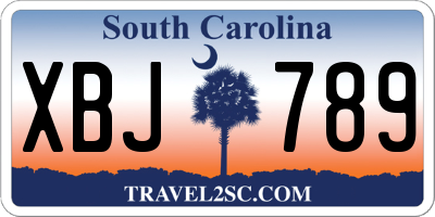 SC license plate XBJ789