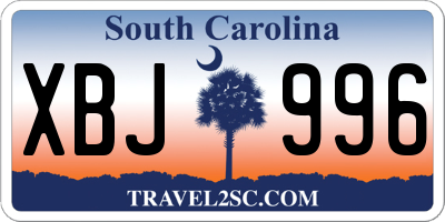SC license plate XBJ996