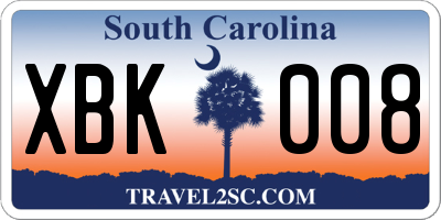 SC license plate XBK008