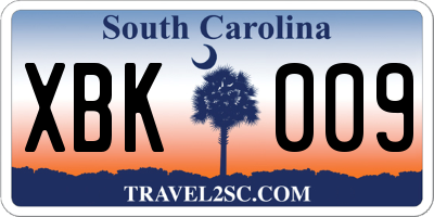 SC license plate XBK009