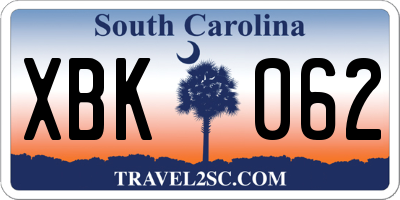 SC license plate XBK062