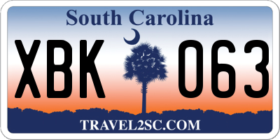 SC license plate XBK063