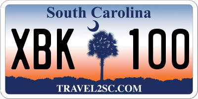SC license plate XBK100