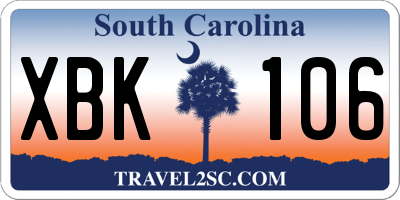 SC license plate XBK106