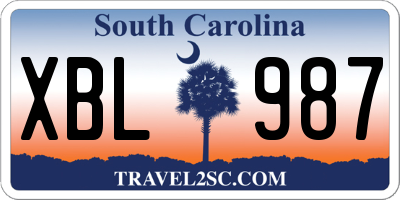 SC license plate XBL987