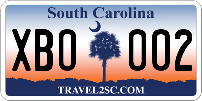 SC license plate XBO002