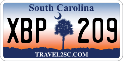SC license plate XBP209