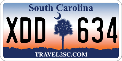 SC license plate XDD634