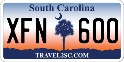 SC license plate XFN600