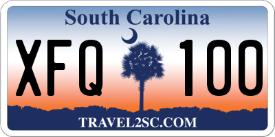 SC license plate XFQ100