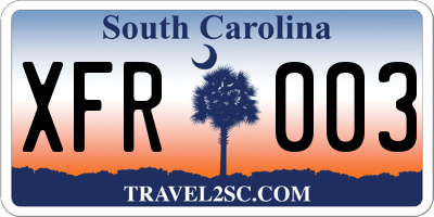 SC license plate XFR003
