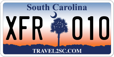 SC license plate XFR010