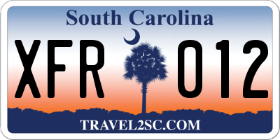 SC license plate XFR012