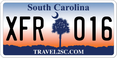 SC license plate XFR016
