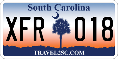 SC license plate XFR018