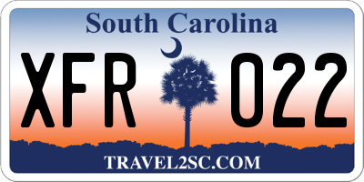 SC license plate XFR022