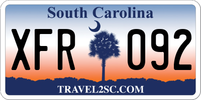 SC license plate XFR092