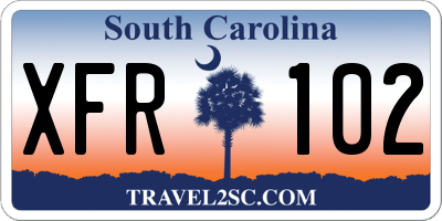 SC license plate XFR102