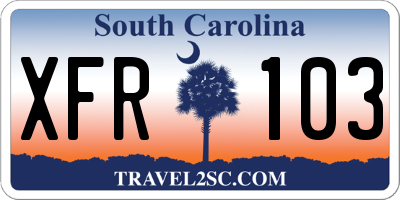 SC license plate XFR103