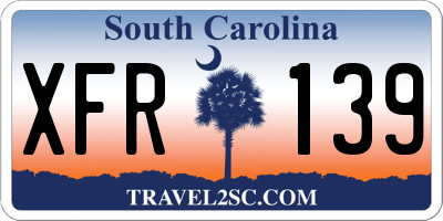 SC license plate XFR139