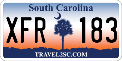 SC license plate XFR183