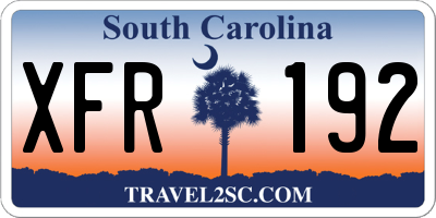 SC license plate XFR192