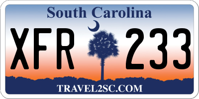 SC license plate XFR233