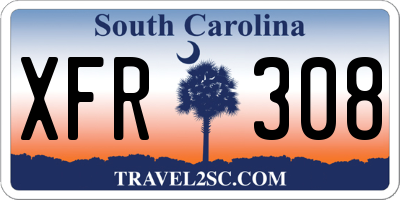 SC license plate XFR308