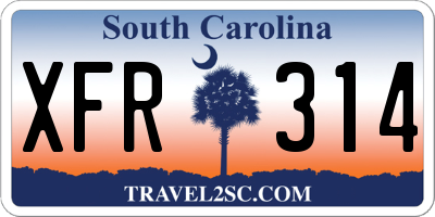 SC license plate XFR314