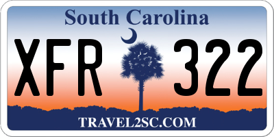 SC license plate XFR322