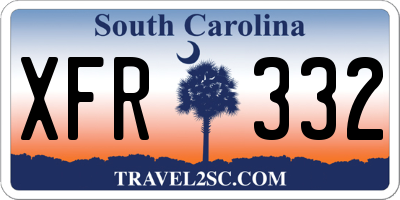 SC license plate XFR332