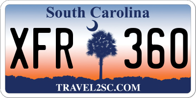 SC license plate XFR360