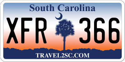 SC license plate XFR366