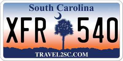 SC license plate XFR540