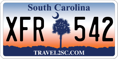 SC license plate XFR542