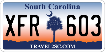 SC license plate XFR603
