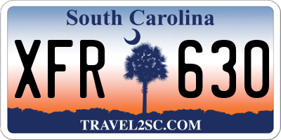 SC license plate XFR630